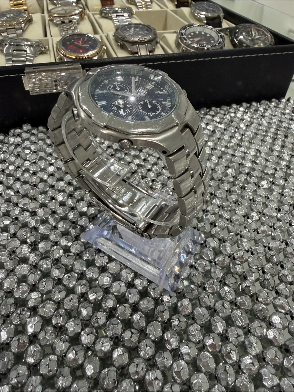 Citizen Silver Stainless Steel Men's Watch with Blue Dial